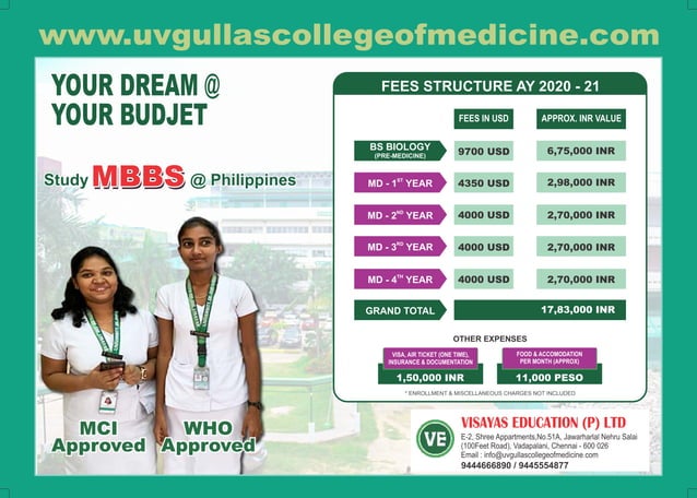 Uv gullas college of medicine fee structure 20 21 | PDF