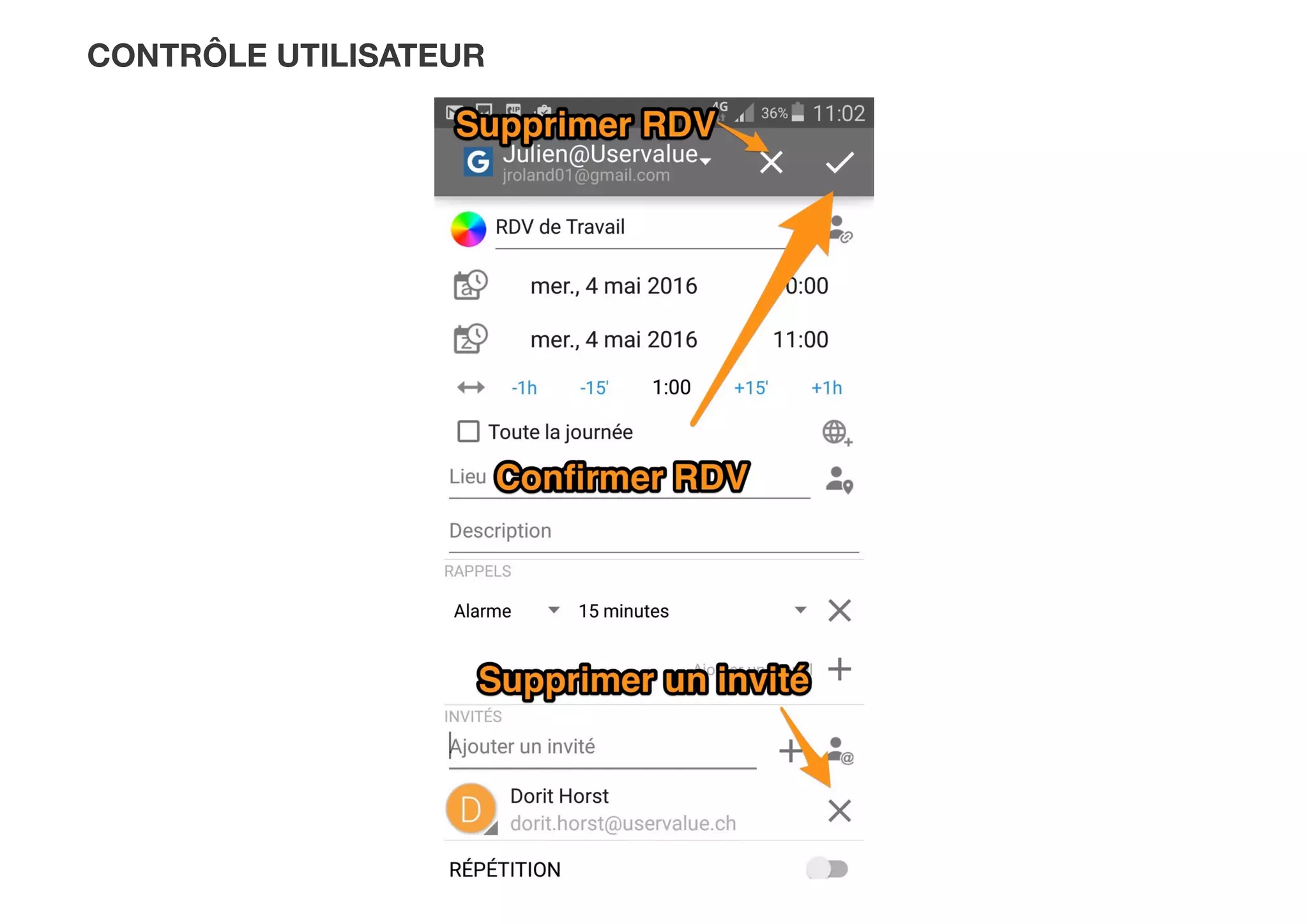 CONTRÔLE UTILISATEUR
 