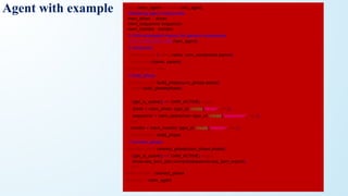 class mem_agent extends uvm_agent;
//declaring agent components
mem_driver driver;
mem_sequencer sequencer;
mem_monitor monitor;
// UVM automation macros for general components
`uvm_component_utils(mem_agent)
// constructor
function new (string name, uvm_component parent);
super.new(name, parent);
endfunction : new
// build_phase
function void build_phase(uvm_phase phase);
super.build_phase(phase);
if(get_is_active() == UVM_ACTIVE) begin
driver = mem_driver::type_id::create("driver", this);
sequencer = mem_sequencer::type_id::create("sequencer", this);
end
monitor = mem_monitor::type_id::create("monitor", this);
endfunction : build_phase
// connect_phase
function void connect_phase(uvm_phase phase);
if(get_is_active() == UVM_ACTIVE) begin
driver.seq_item_port.connect(sequencer.seq_item_export);
end
endfunction : connect_phase
endclass : mem_agent
Agent with example
 