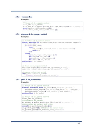 3.3.2 clone method
Example :
3.3.3 compare & do_compare method
Example :
3.3.4 print & do_print method
Example :
12
 