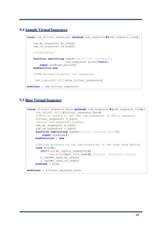 9.4 Sample Virtual Sequencer
9.5 Base Virtual Sequence
28
 