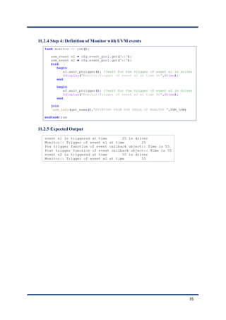 11.2.4 Step 4: Definition of Monitor with UVM events
11.2.5 Expected Output
35
 