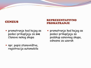 PODJELA STATISTIČKIH OBILJEŽJA