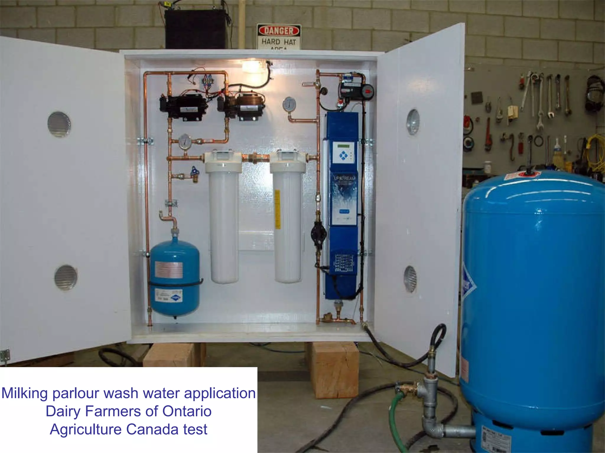 Milking parlour wash water application Dairy Farmers of Ontario Agriculture Canada test 