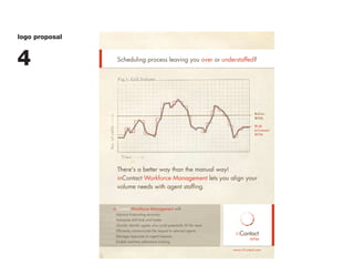 logo proposal



4                 Scheduling process leaving you over or understaffed?




                  There's a better way than the manual way!
                  inContact Workforce Management lets you align your
                  volume needs with agent staffing.


                inContact Workforce Management will:
                 Improve forecasting accuracy
                 Automate shift bids and trades
                 Quickly identify agents who could potentially fill the need
                 Efficiently communicate the request to selected agents
                 Manage responses to urgent requests
                                                                                inContact
                                                                                         WFM
                 Enable real-time adherence tracking

                                                                               www.inContact.com
 