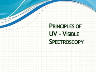 PRINCIPLES OF
UV - VISIBLE
SPECTROSCOPY
 