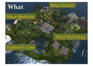 Maya	
  Science	
  
What	
  
Maya	
  Medicine	
  



                             Maya	
  Mythology	
  

Explorer’s	
  Cove	
  
 