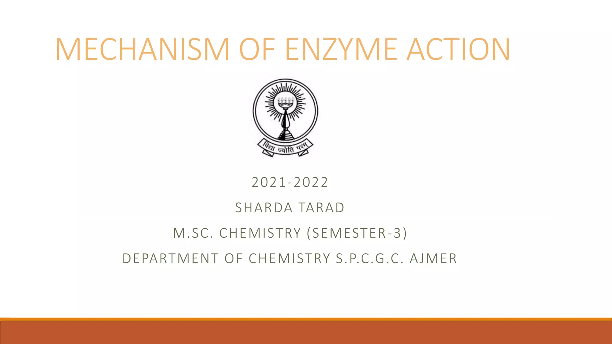 Mechanism of enzyme action ppt