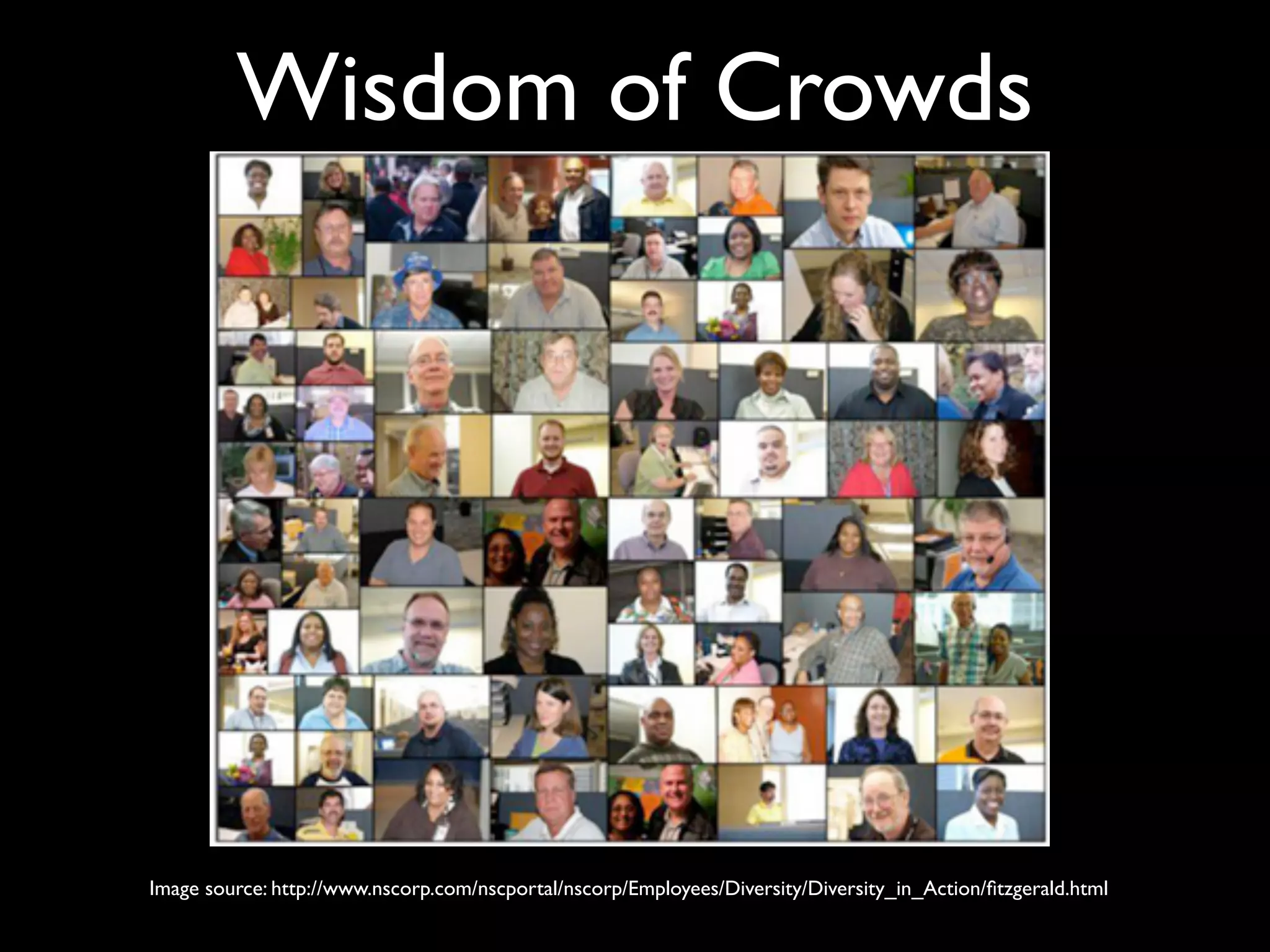Wisdom of Crowds




Image source: http://www.nscorp.com/nscportal/nscorp/Employees/Diversity/Diversity_in_Action/ﬁtzgerald.html
 