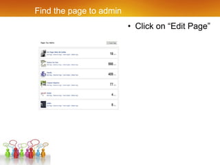 Find the page to admin Click on “Edit Page” 