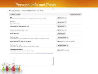 Personal Info and Posts 