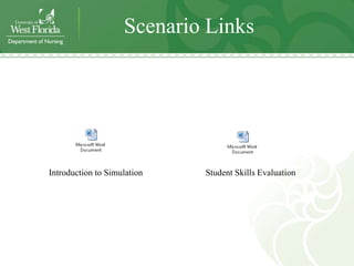 Scenario Links




Introduction to Simulation   Student Skills Evaluation
 