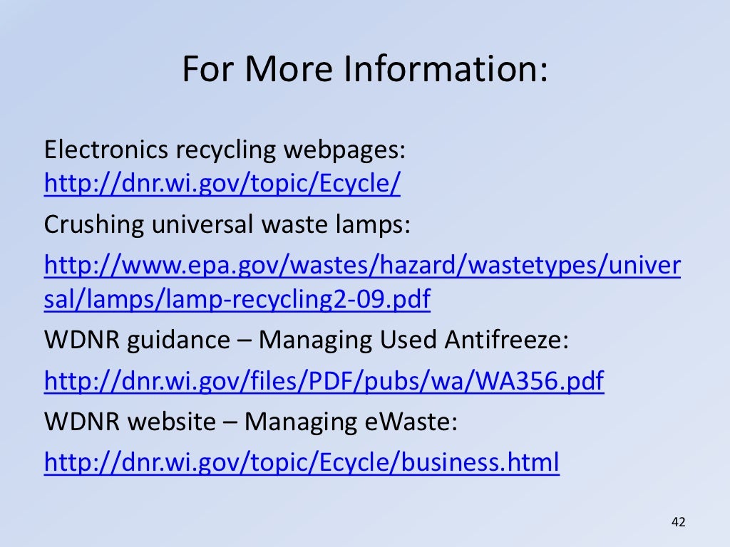 The Identification and Management of Universal Waste in Wisconsin
