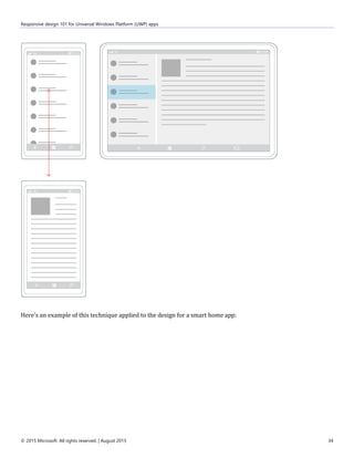Responsive design 101 for Universal Windows Platform (UWP) apps
© 2015 Microsoft. All rights reserved. | August 2015 34
Here's an example of this technique applied to the design for a smart home app:
 