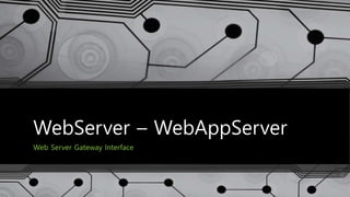 WebServer – WebAppServer
Web Server Gateway Interface
 