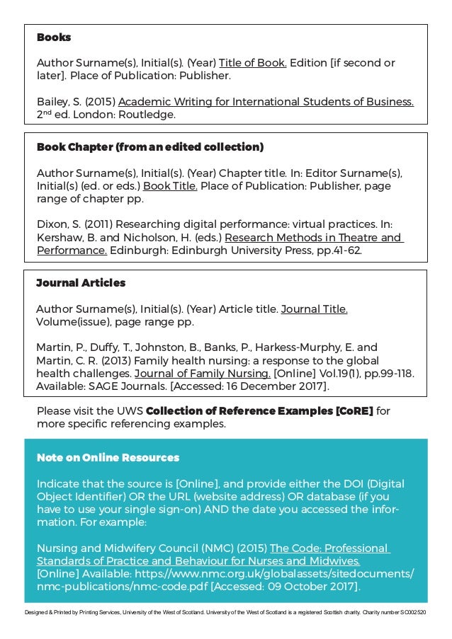 Uws Brief Guide To Harvard Referencing