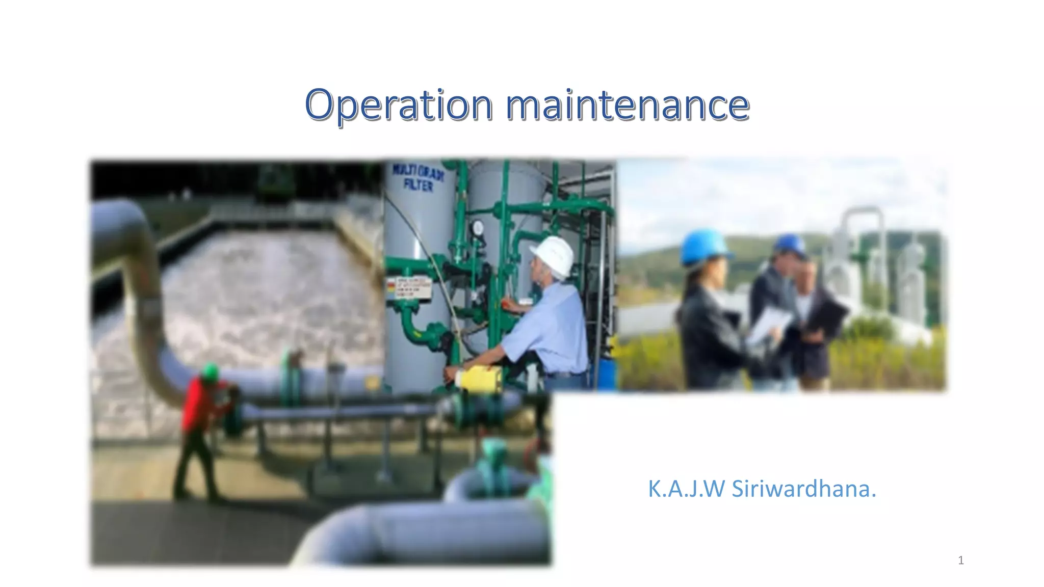 Operation & maintenance aspects of a Water treatment plant. | PDF