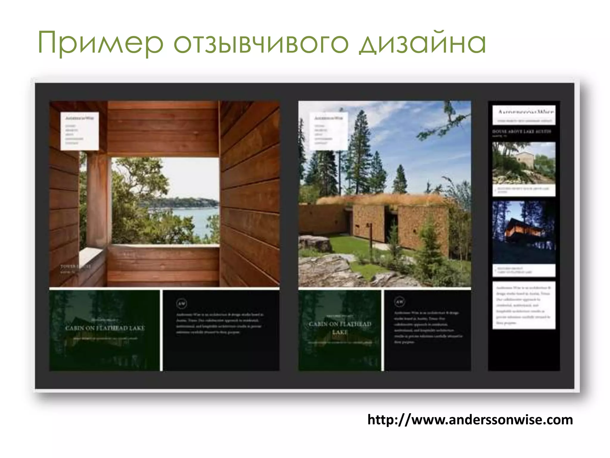 Пример отзывчивого дизайна




                   http://www.anderssonwise.com
 