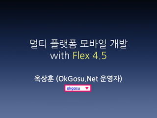 멀티 플랫폼 모바일 개발
   with Flex 4.5

옥상훈 (OkGosu.Net 운영자)
       okgosu
 