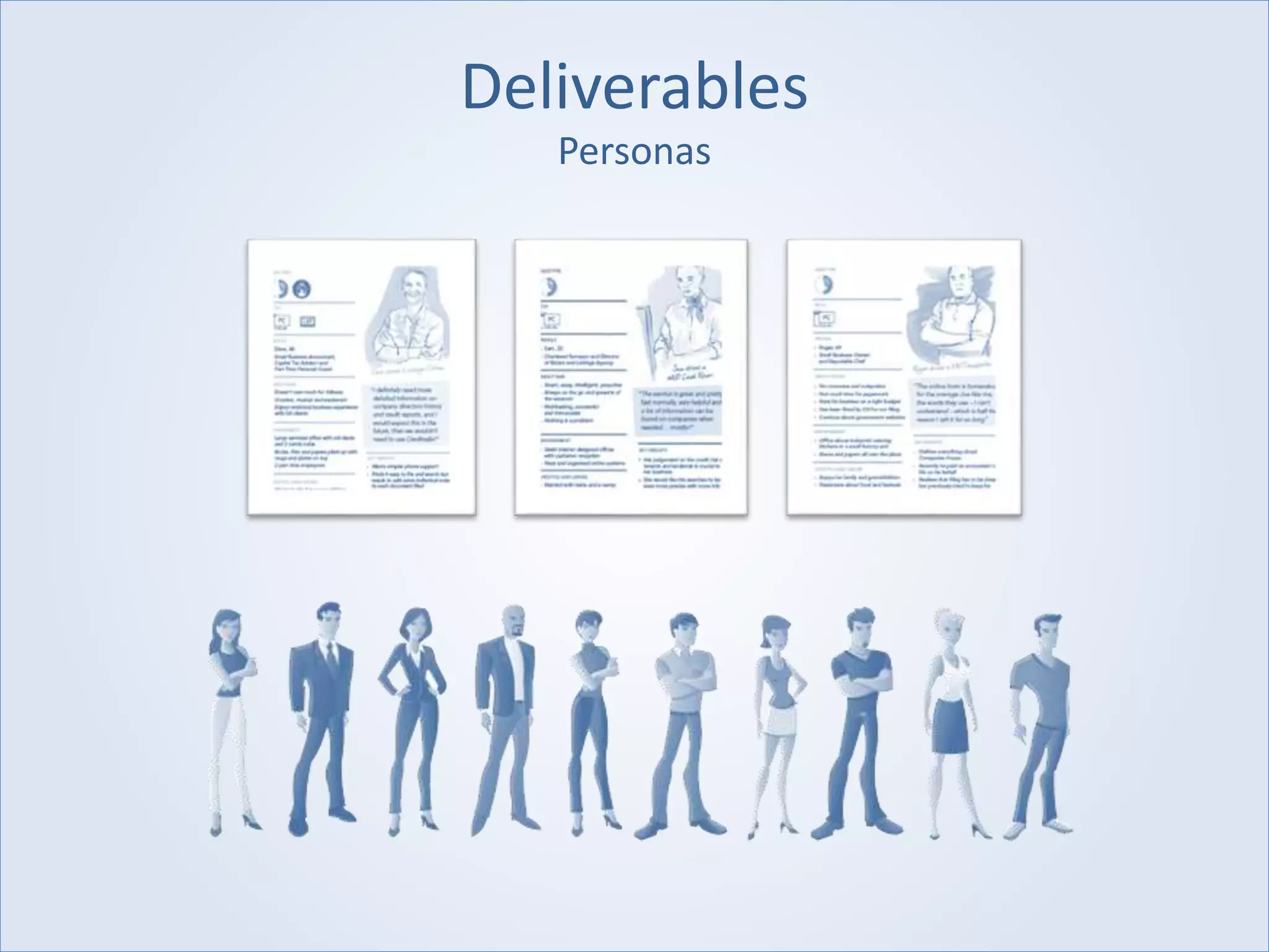 Deliverables
Personas
 