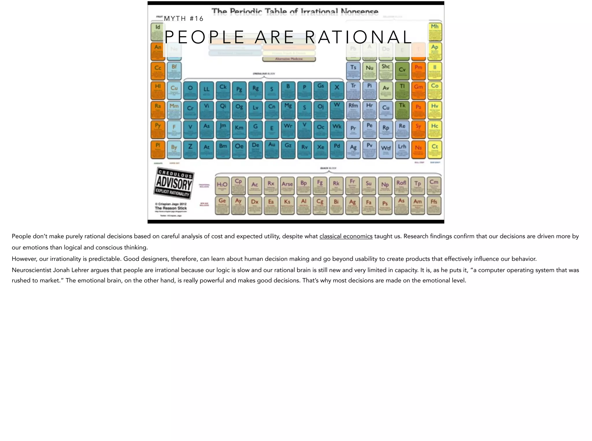 P E O P L E A R E R AT I O N A L
M Y T H # 1 6
 
