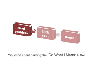 We joked about building the “Do What I Mean” button
 