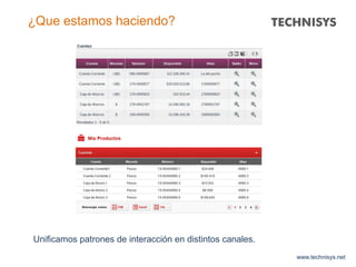 www.technisys.net
¿Que estamos haciendo?
Unificamos patrones de interacción en distintos canales.
 
