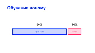 Привычное Новое
80% 20%
Обучение новому
 