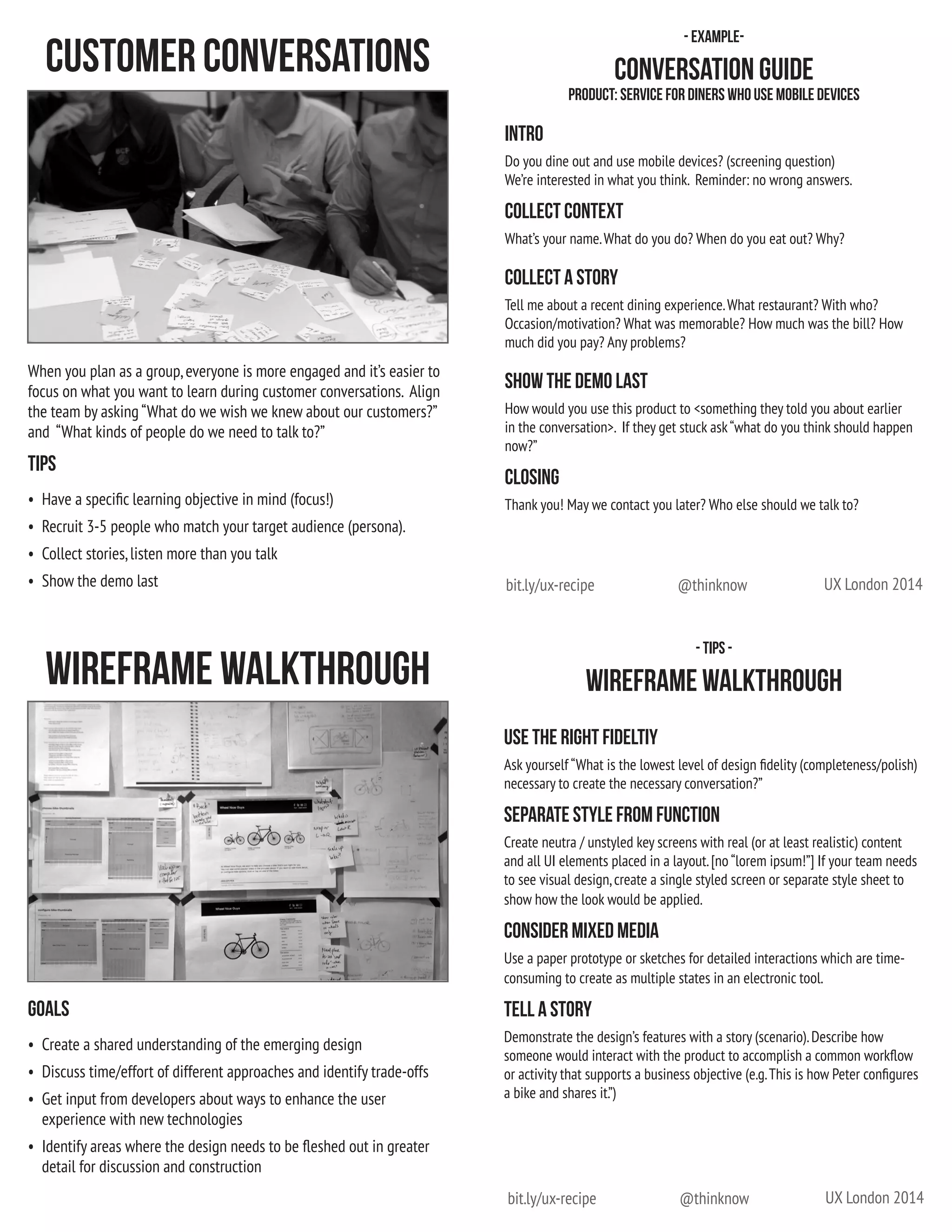 UX Recipe Cards | PDF