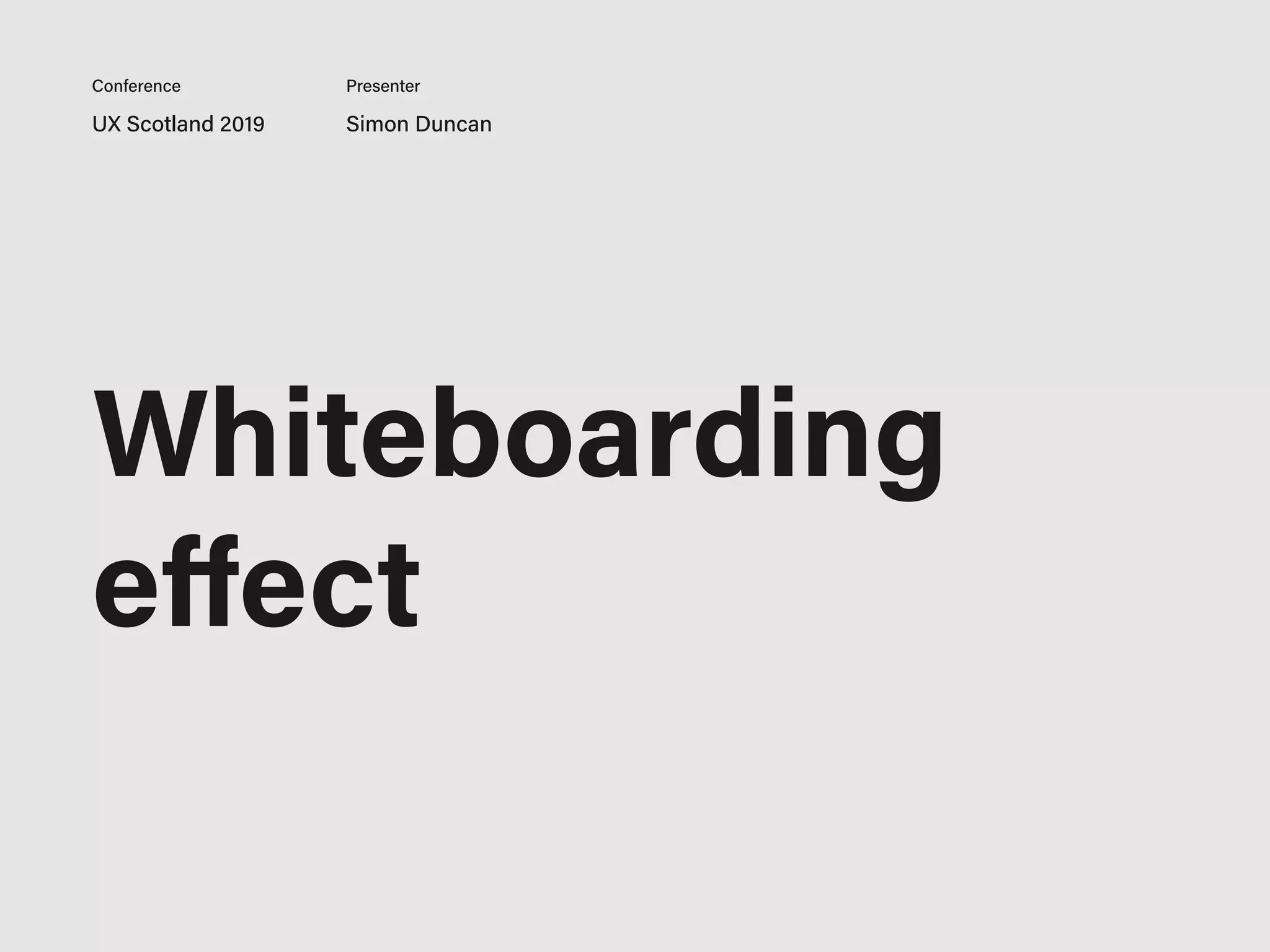 UX Scotland 2019 Simon Duncan
Conference Presenter
Whiteboarding
eﬀect
 