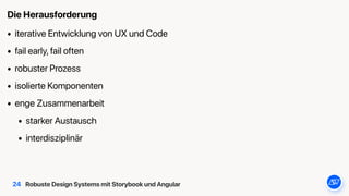 Robuste Design Systems mit Storybook und Angular
• iterative Entwicklung von UX und Code
• fail early, fail often
• robust...