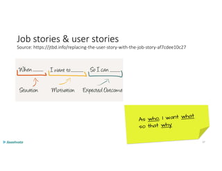 Job stories & user stories
Source: https://jtbd.info/replacing-the-user-story-with-the-job-story-af7cdee10c27
37
 