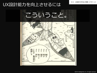 ©2016 Intelligentnet, Inc. All rights reserved.
０４．UI設計の手法と実践（パターン）
UX設計能力を向上させるには
こういうこと。
 