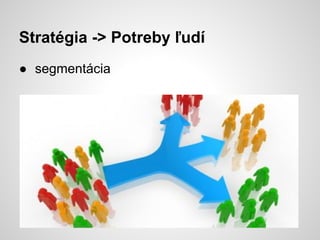Stratégia -> Potreby ľudí
● segmentácia
 