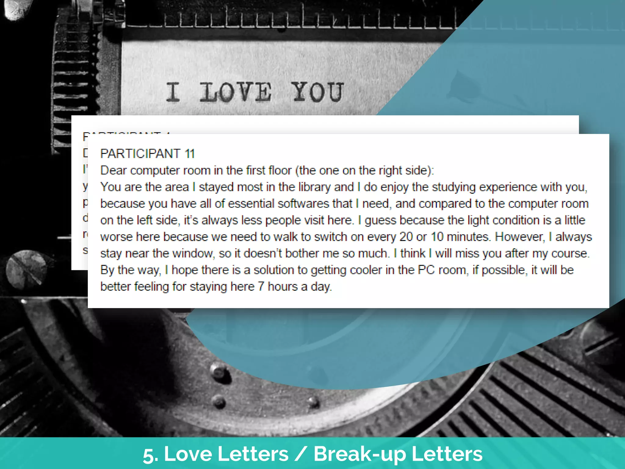 5. Love Letters / Break-up Letters
 