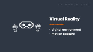Virtual Reality INTERACTION ELEMENTS ∙ digital environment ∙ motion capture
 