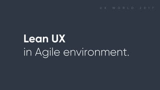 Lean UX in Agile environment.
 