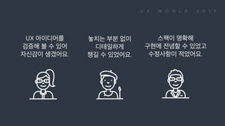 UX 아이디어를 검증해 볼 수 있어 자신감이 생겼어요. 놓치는 부분 없이 디테일하게 챙길 수 있었어요. 스펙이 명확해 구현에 전념할 수 있었고 수정사항이 적었어요.
 