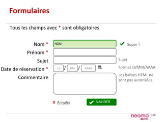 108
/ /
Formulaires
Nom *
Prénom *
Sujet
Date de réservation *
Commentaire
NOM
JJ
Tous les champs avec * sont obligatoires
VALIDERX Annuler
MM AAAA
Super !
Sujet
Format JJ/MM/AAAA
Les balises HTML ne
sont pas autorisées.
 