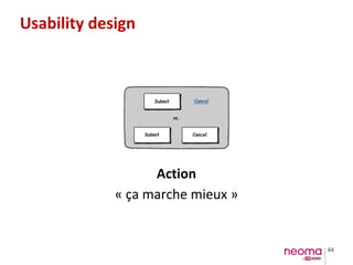 44
Usability design
Action
« ça marche mieux »
 