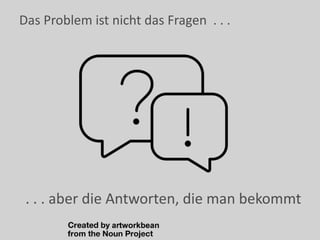 . . . aber die Antworten, die man bekommt
Das Problem ist nicht das Fragen . . .
 