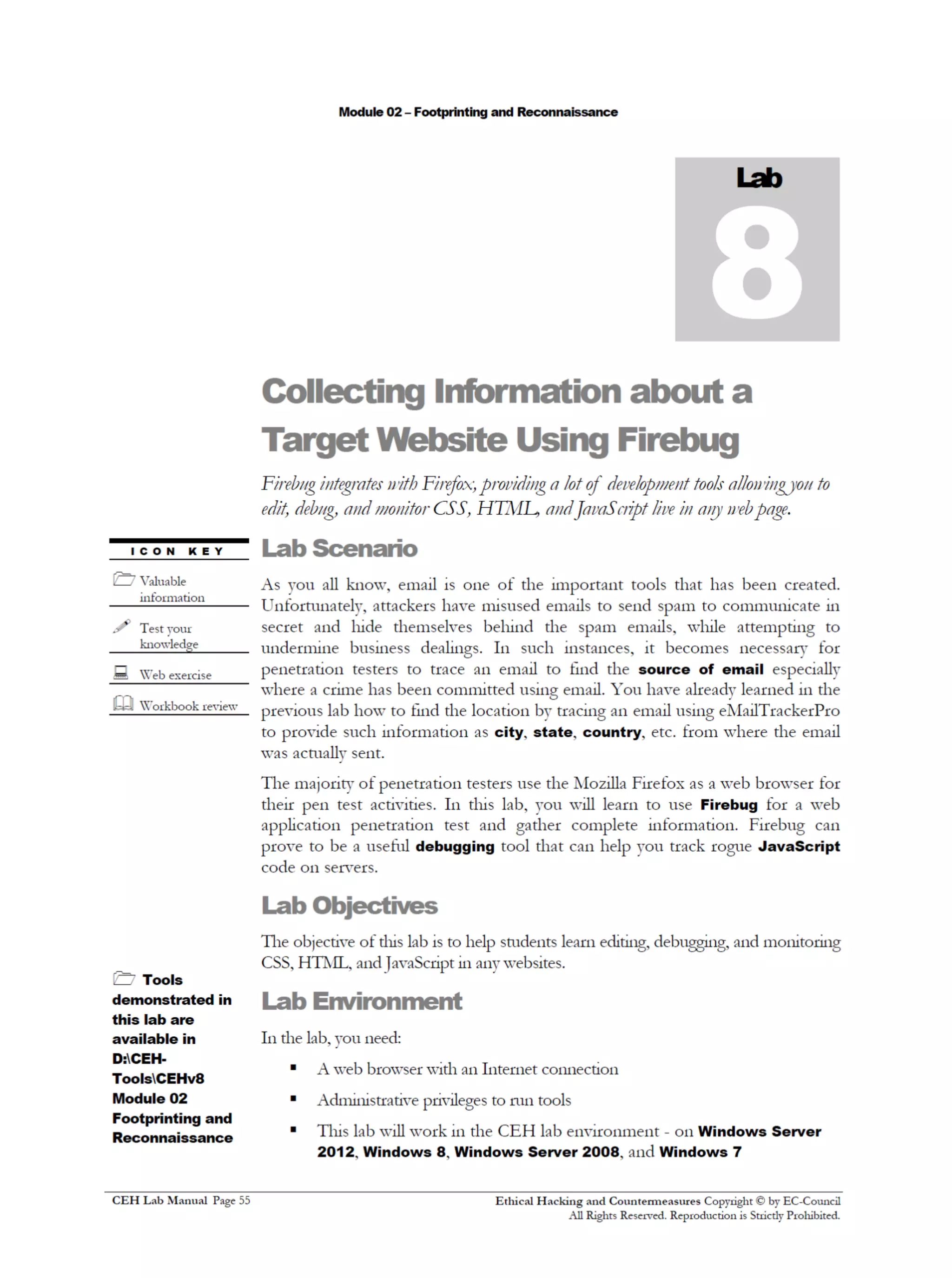 Cehv8 Labs - Module02: Footprinting and Reconnaissance