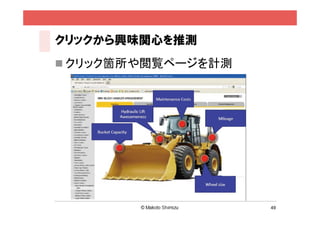 クリックから興味関心を推測
 クリック箇所や閲覧ページを計測




                    49
 