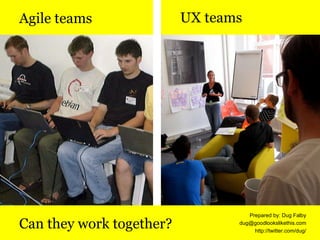[object Object],Agile teams Can they work together? Prepared by: Dug Falby [email_address] http://twitter.com/dug/ 