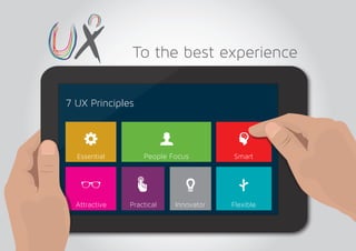 Essential
Attractive Practical Innovator Flexible
People Focus Smart
7 UX Principles
To the best experience
 
