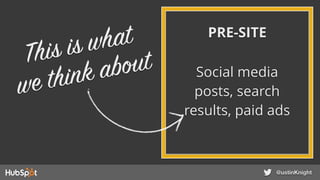 PRE-SITE
Social media
posts, search
results, paid ads
This is what
we think about
@ustinKnight
 