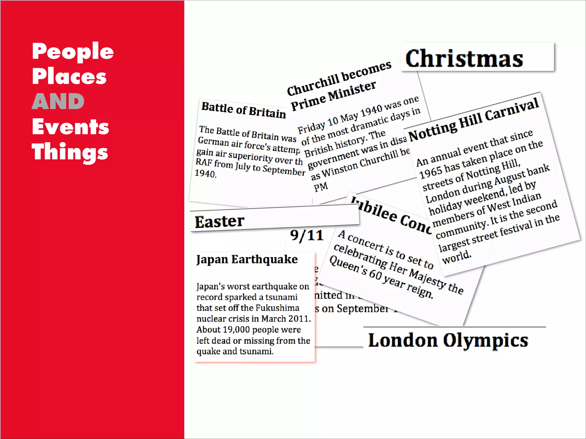 People
Places
AND
Events
Things
 