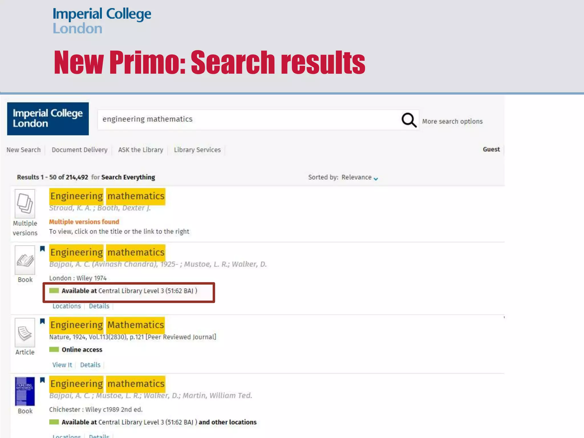 New Primo: Search results
 