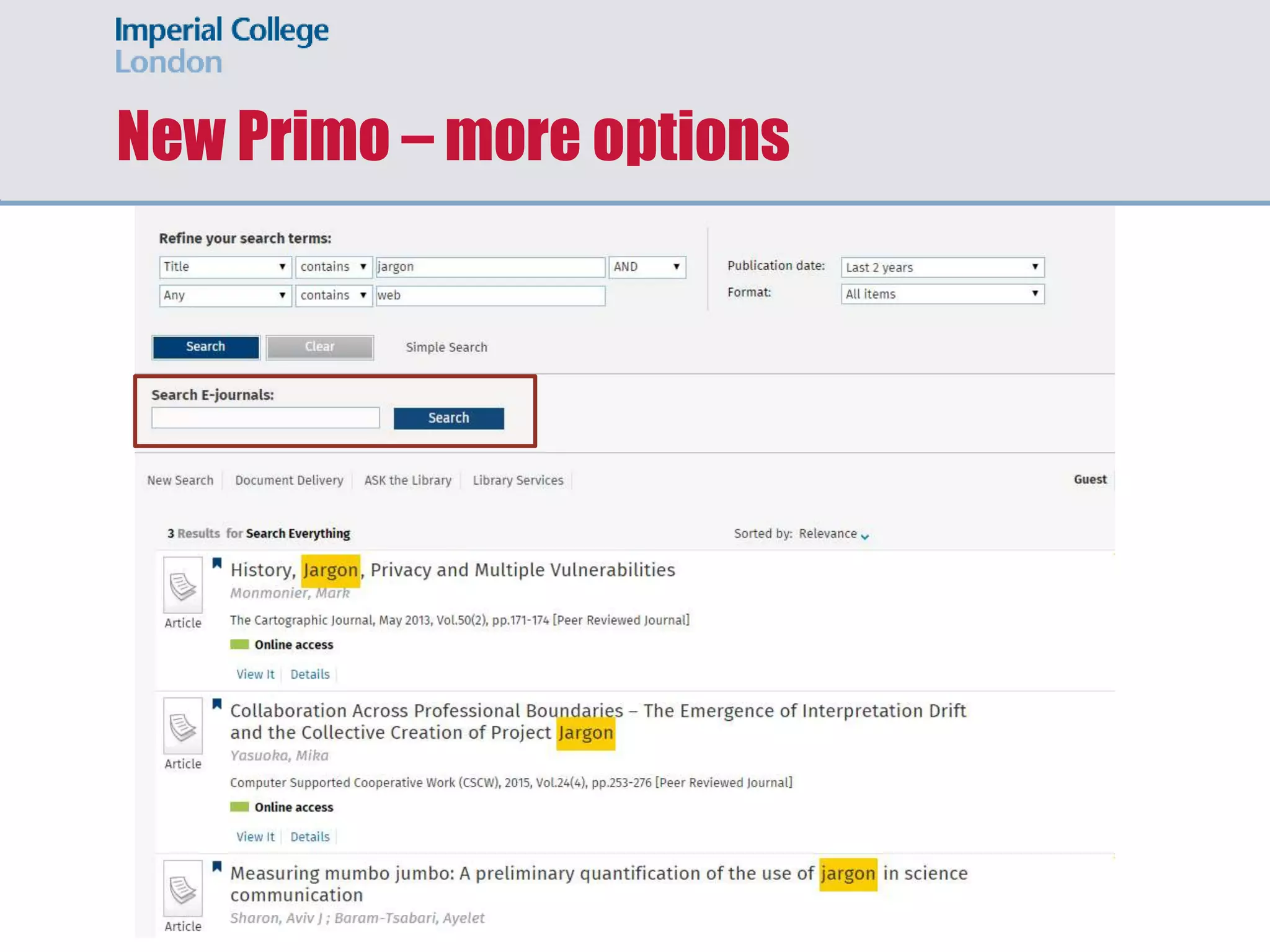 New Primo – more options
 