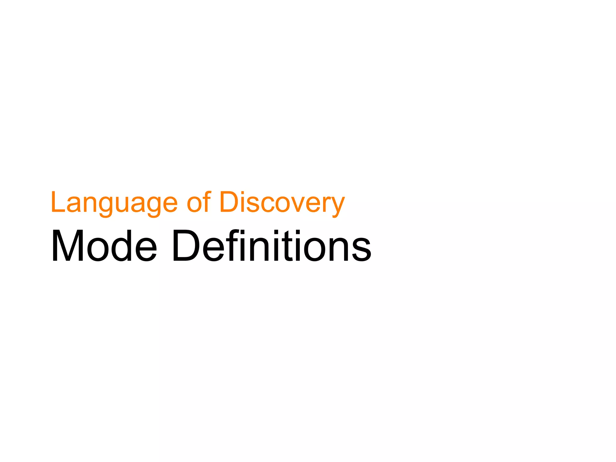 Language of Discovery
Mode Definitions
 
